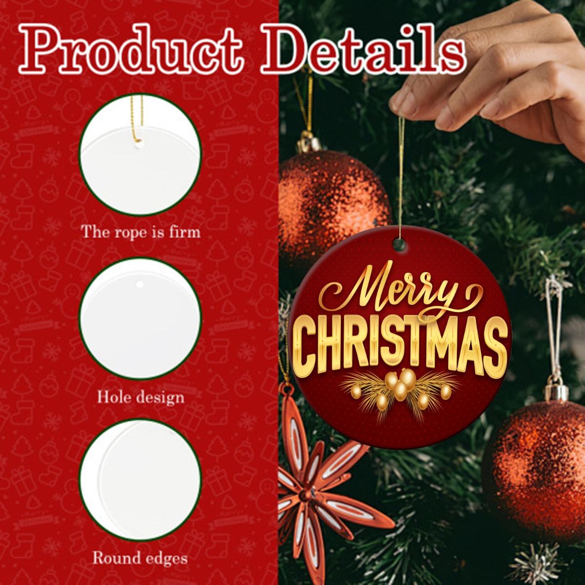 Custom Round Christmas tree Ceramic Ornaments