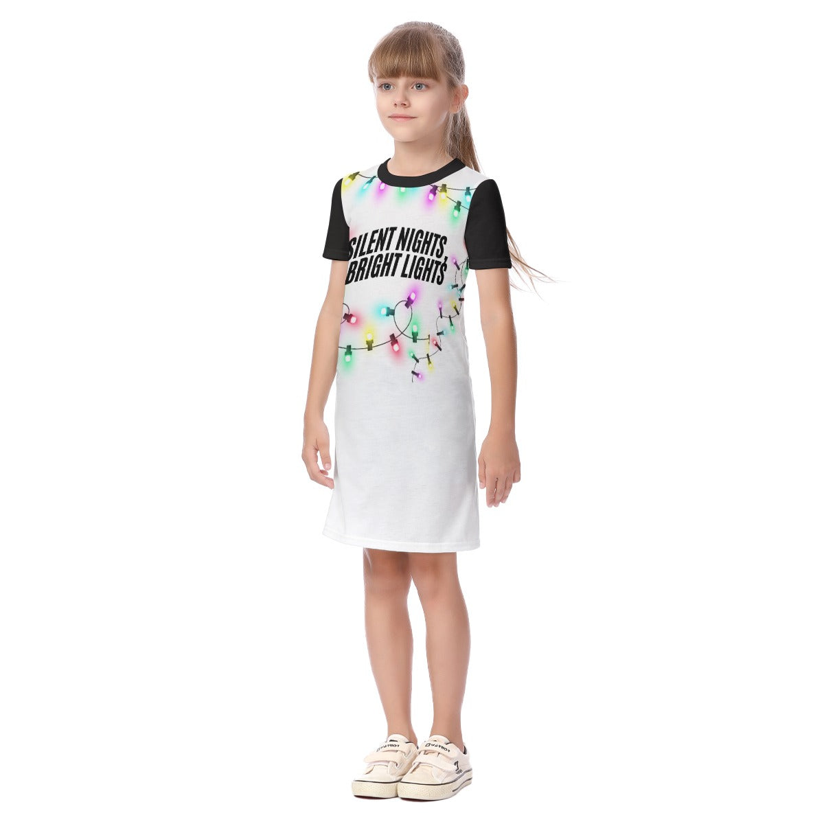 Silent Night Bright lights Kid's Short Sleeve Dress