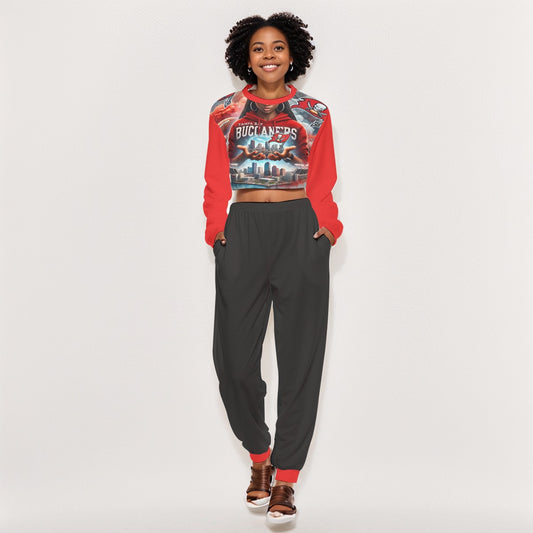 All-Over Print Women's Crop Sweatshirt Suit