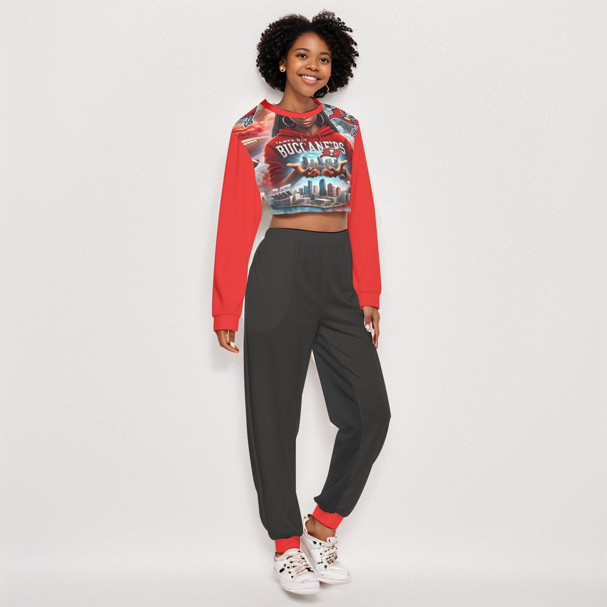 All-Over Print Women's Crop Sweatshirt Suit